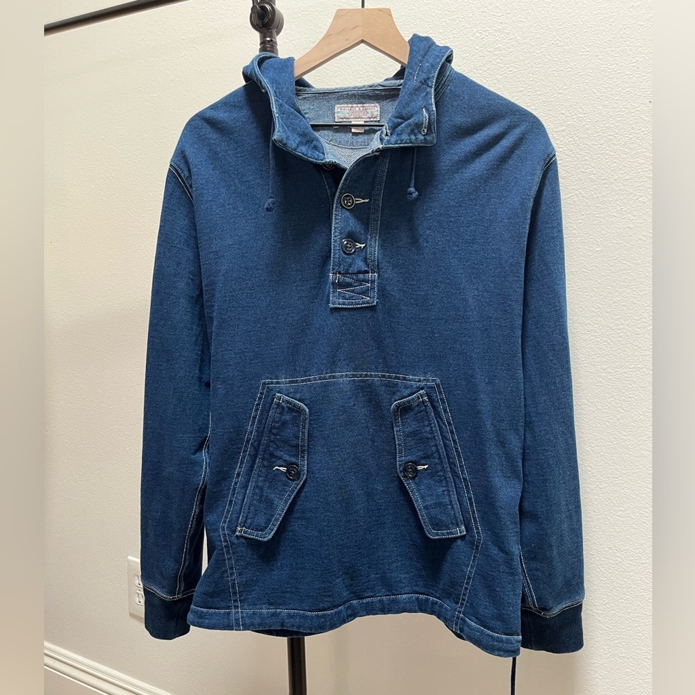 J.Crew Wallace & Barnes Indigo-dyed French Terry anorak Blue Size S